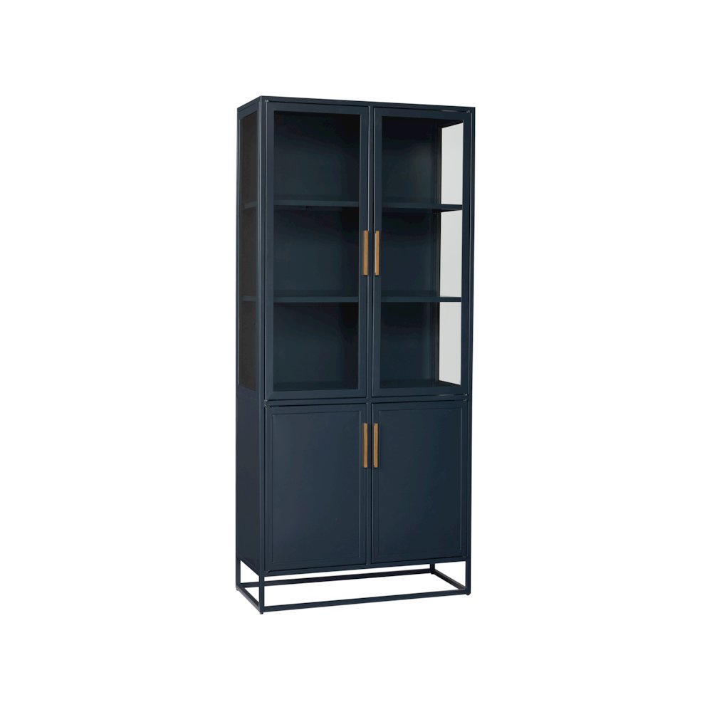 Santorini Tall Metal Kitchen Cabinet In Cerulean Blue Color. Picture 2