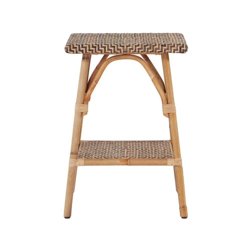 Brown Natural Rattan Accent Table with Basket Weave Top – Boho Side Table. Picture 4