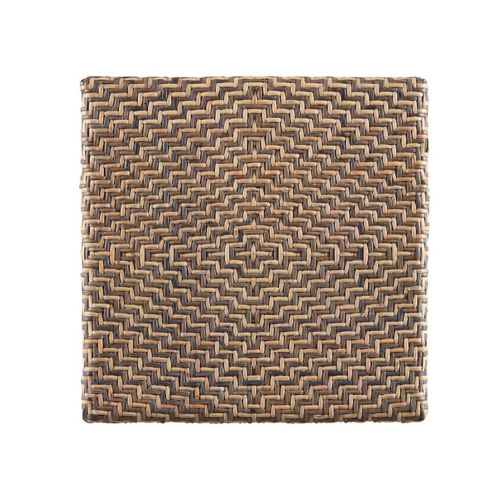 Brown Natural Rattan Accent Table with Basket Weave Top – Boho Side Table. Picture 5