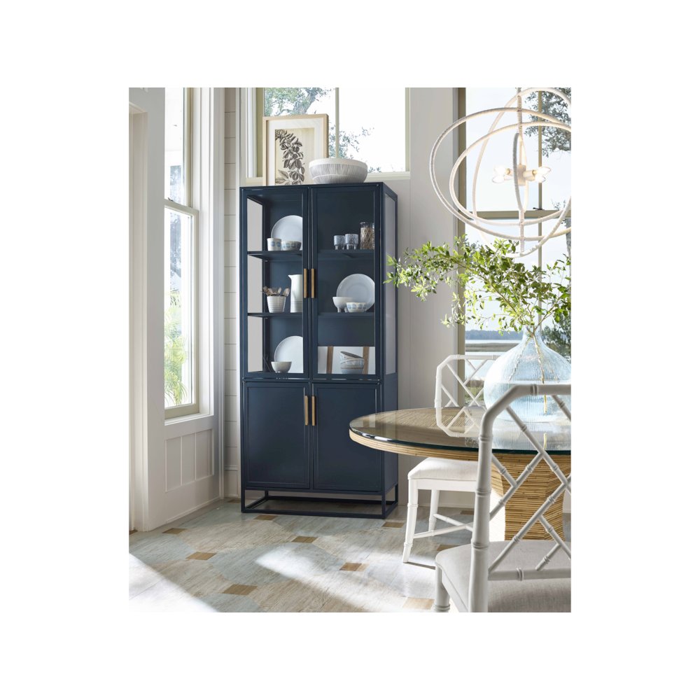 Santorini Tall Metal Kitchen Cabinet In Cerulean Blue Color. Picture 3