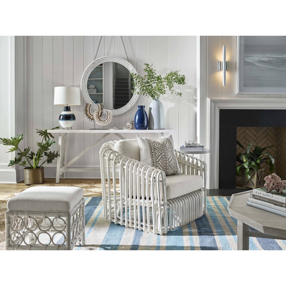 Rattan Stool In Egret Color. Picture 4