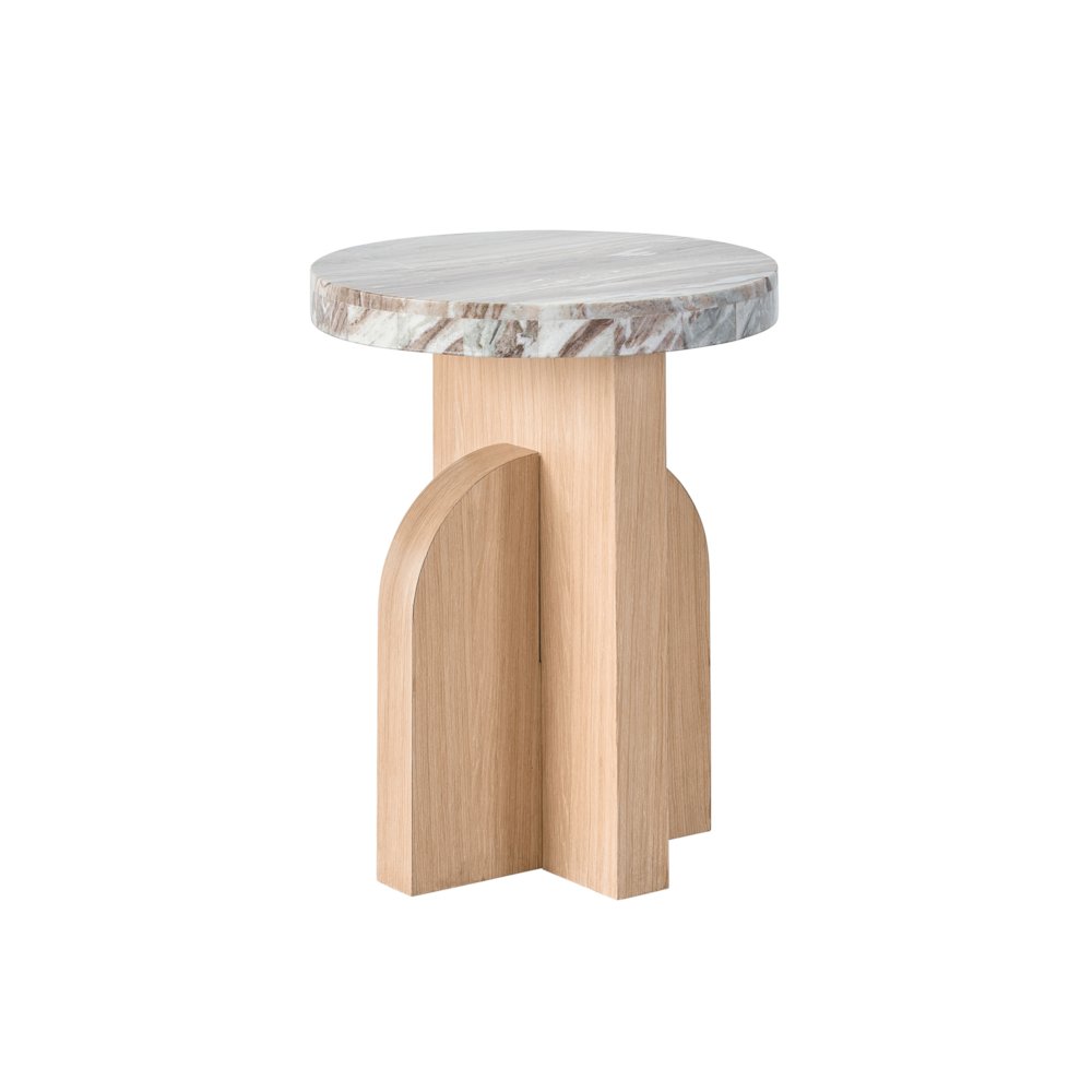 Riverine Accent Table In Marble/Tech Oak Color. Picture 2