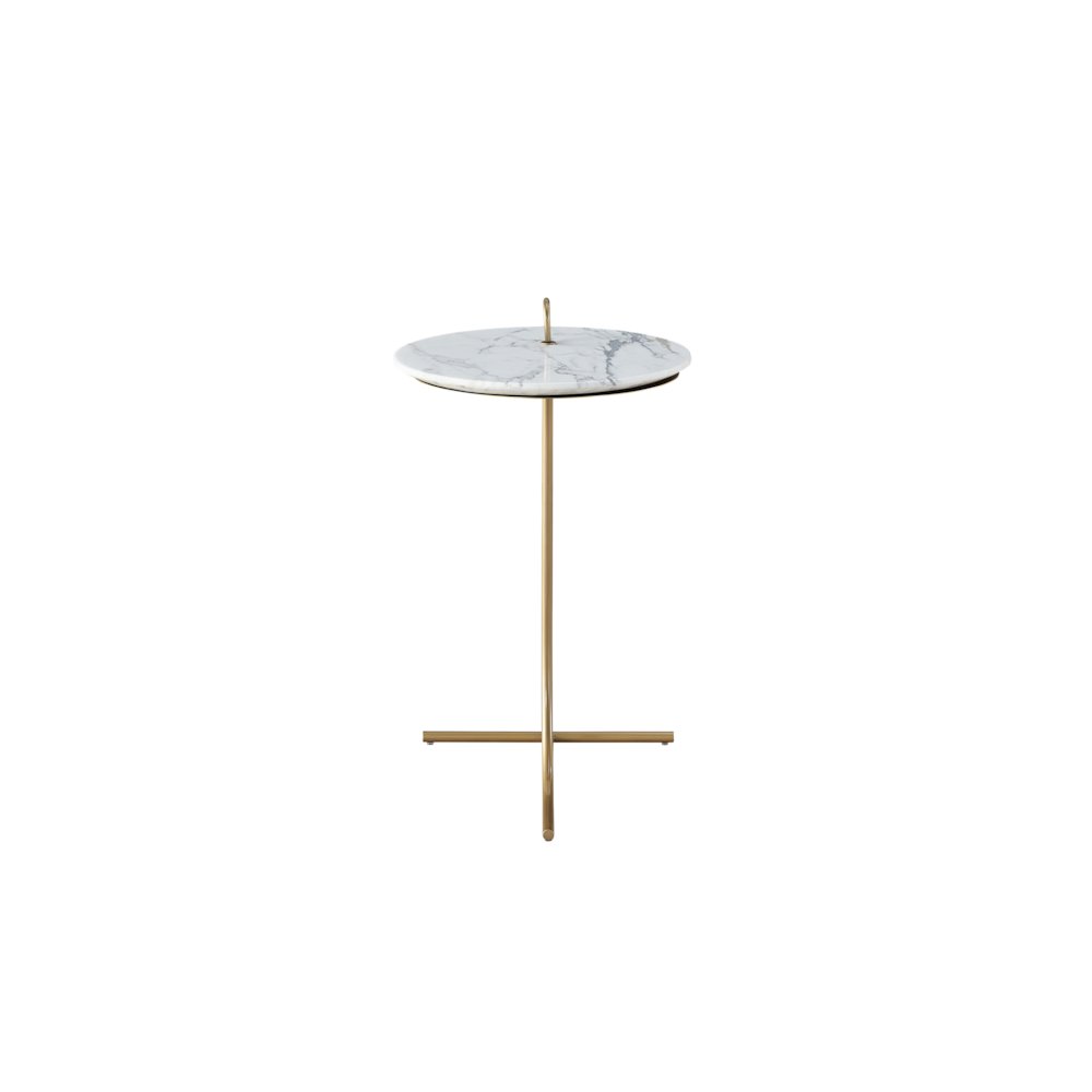 Accent Table - Carra Stone In Soft, Brushed Nickel Color. Picture 3