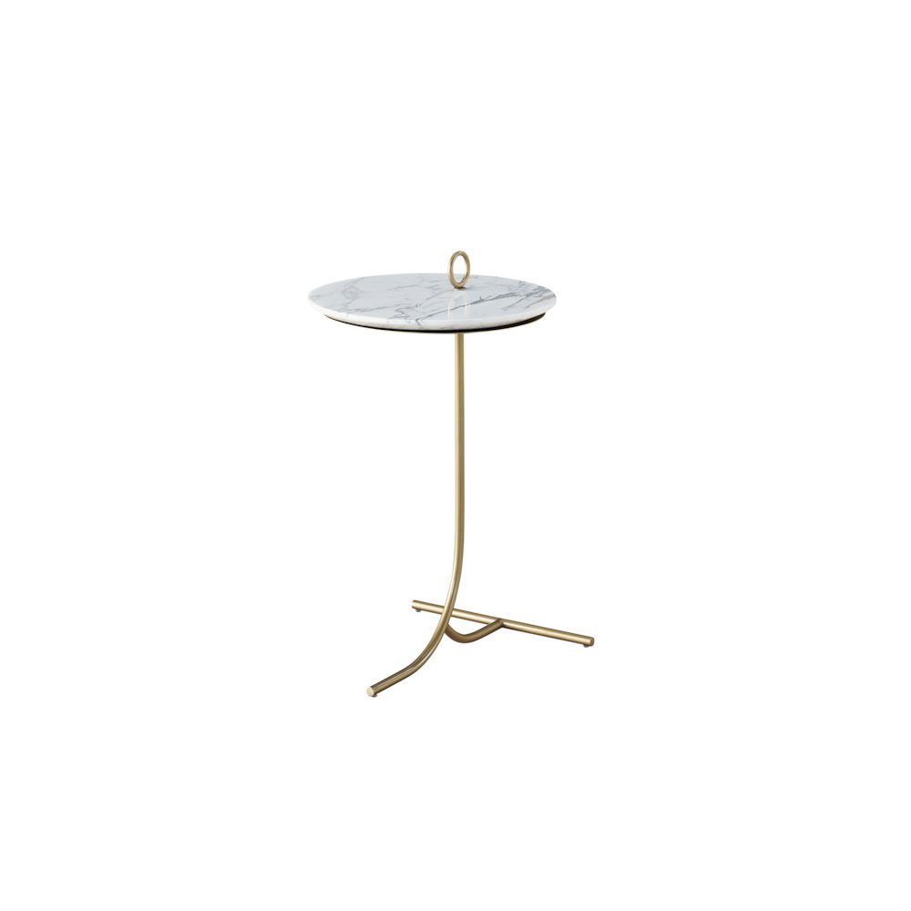 Accent Table - Carra Stone In Soft, Brushed Nickel Color. Picture 2