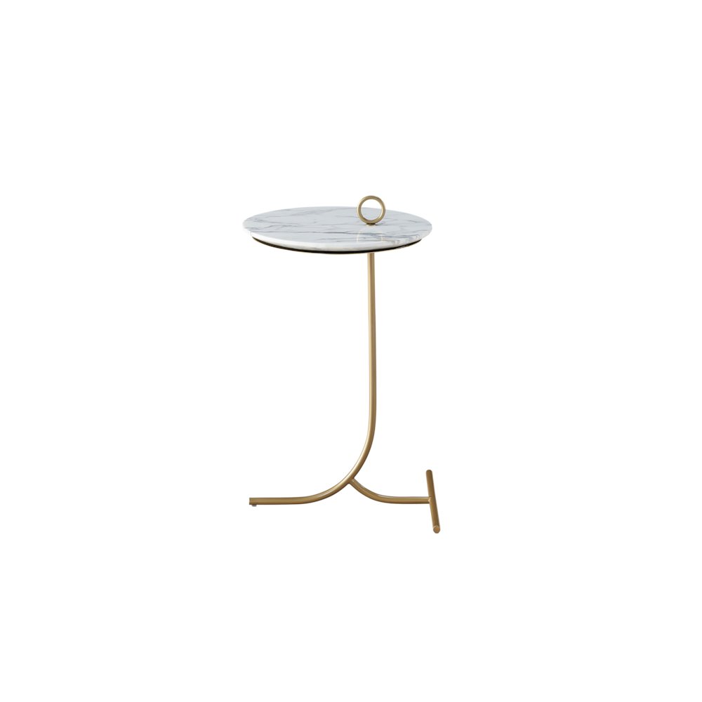 Accent Table - Carra Stone In Soft, Brushed Nickel Color. Picture 1