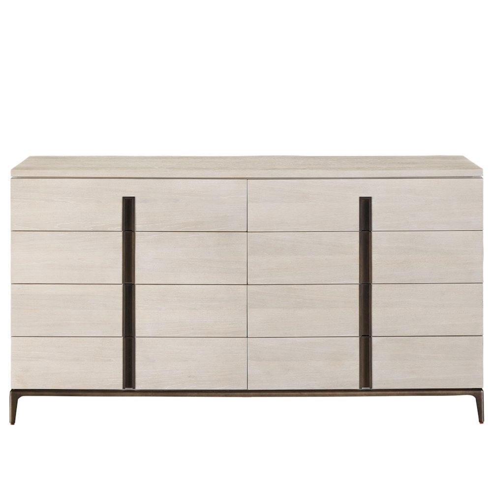 Maren Drawer Dresser In Silver Lining/Sati Bronze Metal Base Color. Picture 1