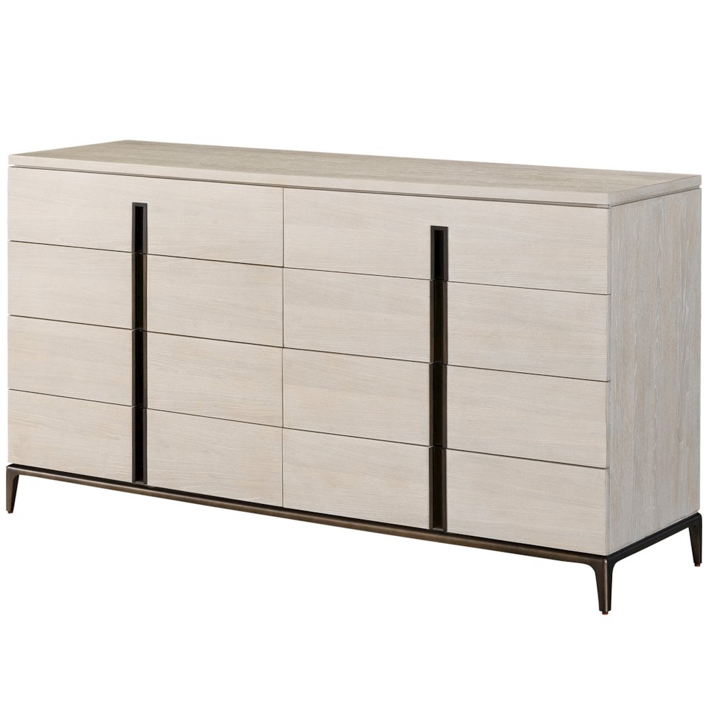 Maren Drawer Dresser In Silver Lining/Sati Bronze Metal Base Color. Picture 2