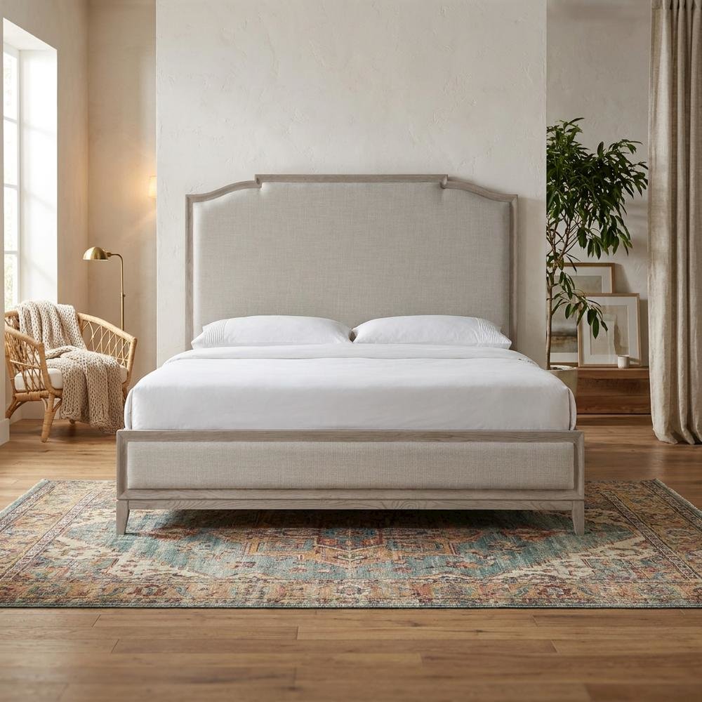 King-sized Panel Bed in Rolling Fog Gray with Distressed Finish. Picture 2
