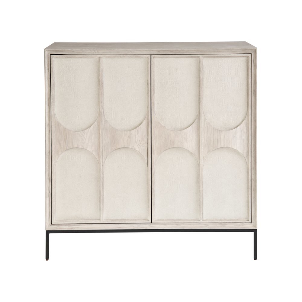 Gray Wood Bar Cabinet with Wine Storage and Pull-Out Work Surface. Picture 5
