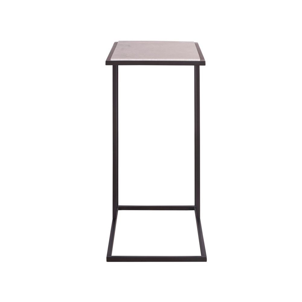 Metal & Stone Drink Table In Soft Matte Black Color. Picture 3