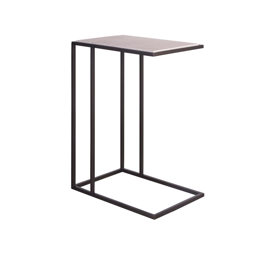 Metal & Stone Drink Table In Soft Matte Black Color. Picture 2