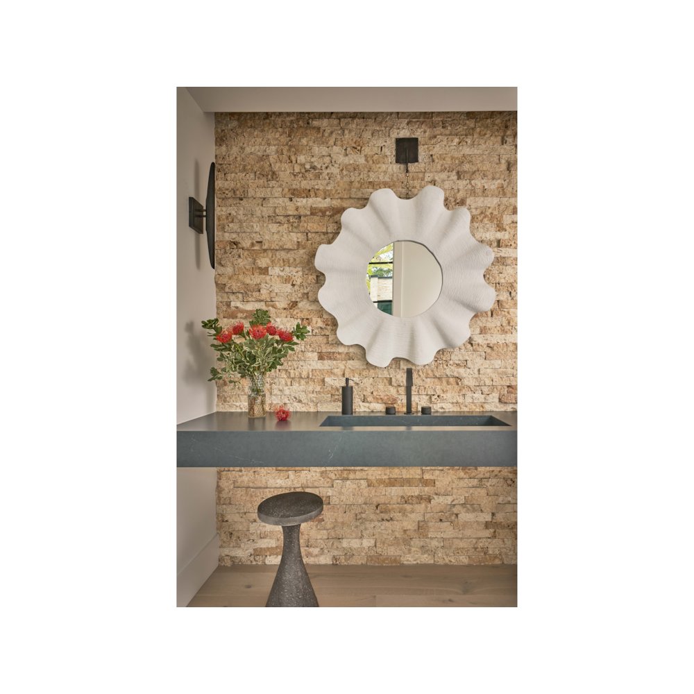 Scallop Mirror In Shell White Color. Picture 4