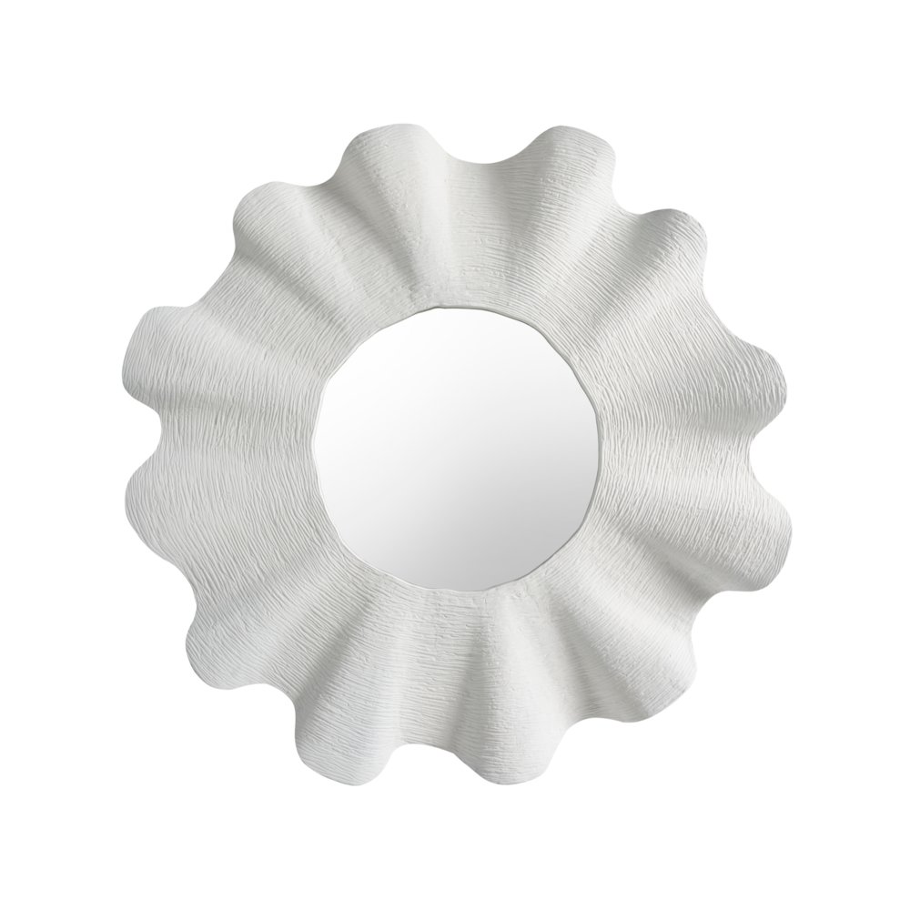 Scallop Mirror In Shell White Color. Picture 1