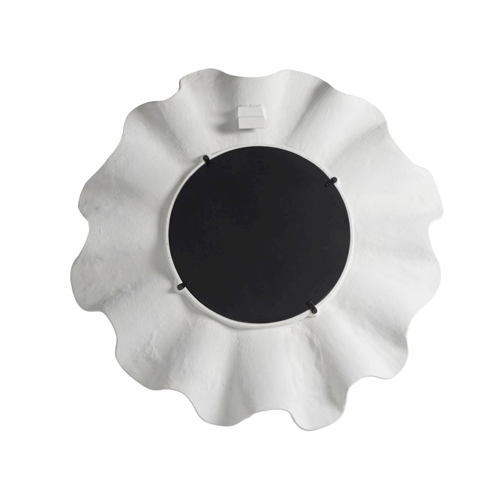 Scallop Mirror In Shell White Color. Picture 2