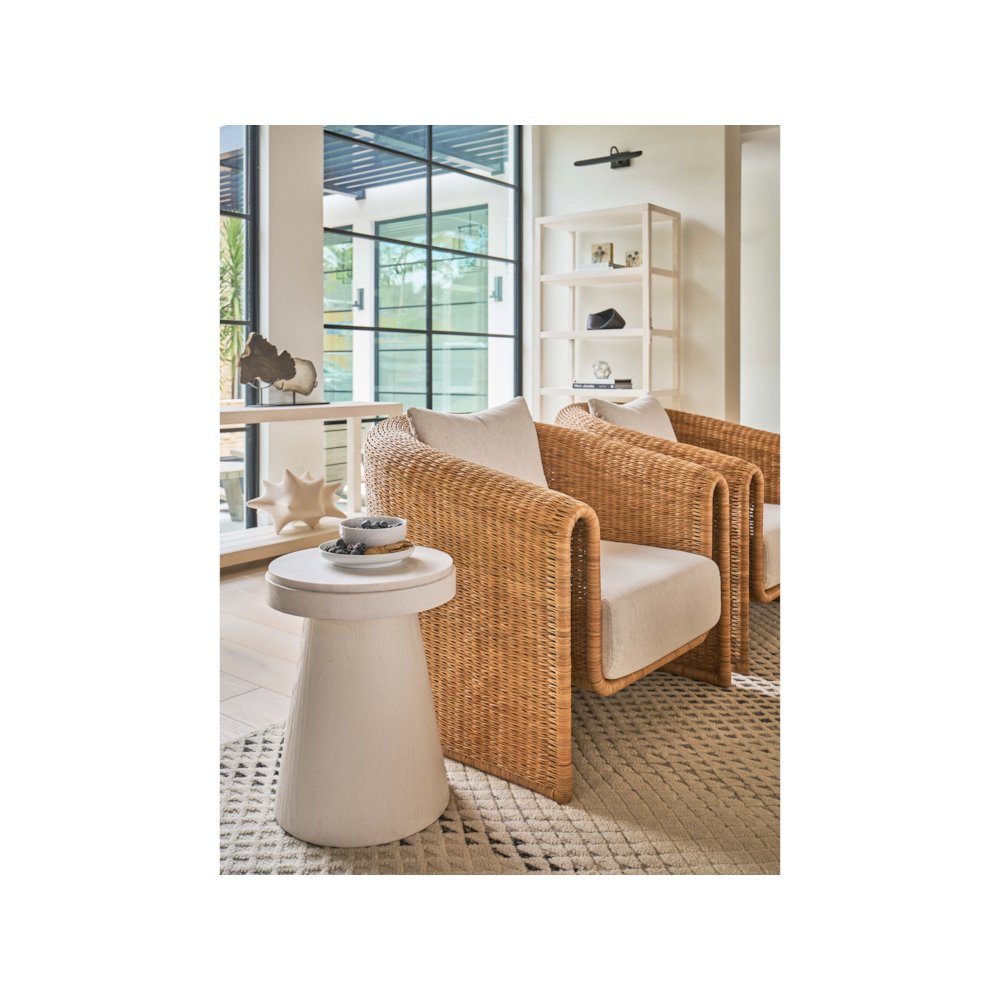 Madeira Accent Table In White Sand Color. Picture 2
