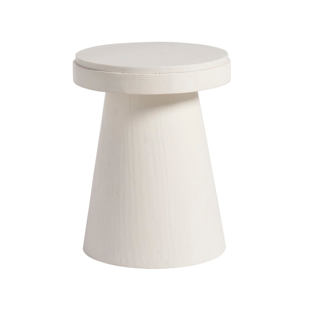 Madeira Accent Table In White Sand Color. Picture 1