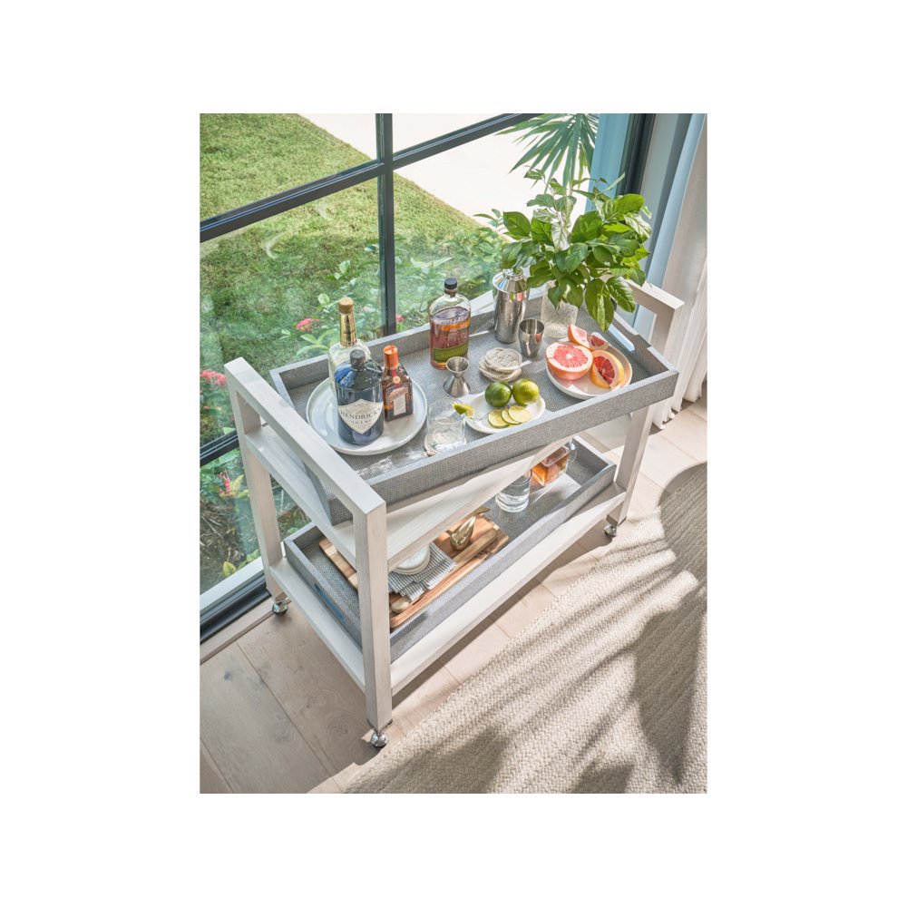 Jupiter Bar Cart In White Sand/Blue Seagrass Color. Picture 4
