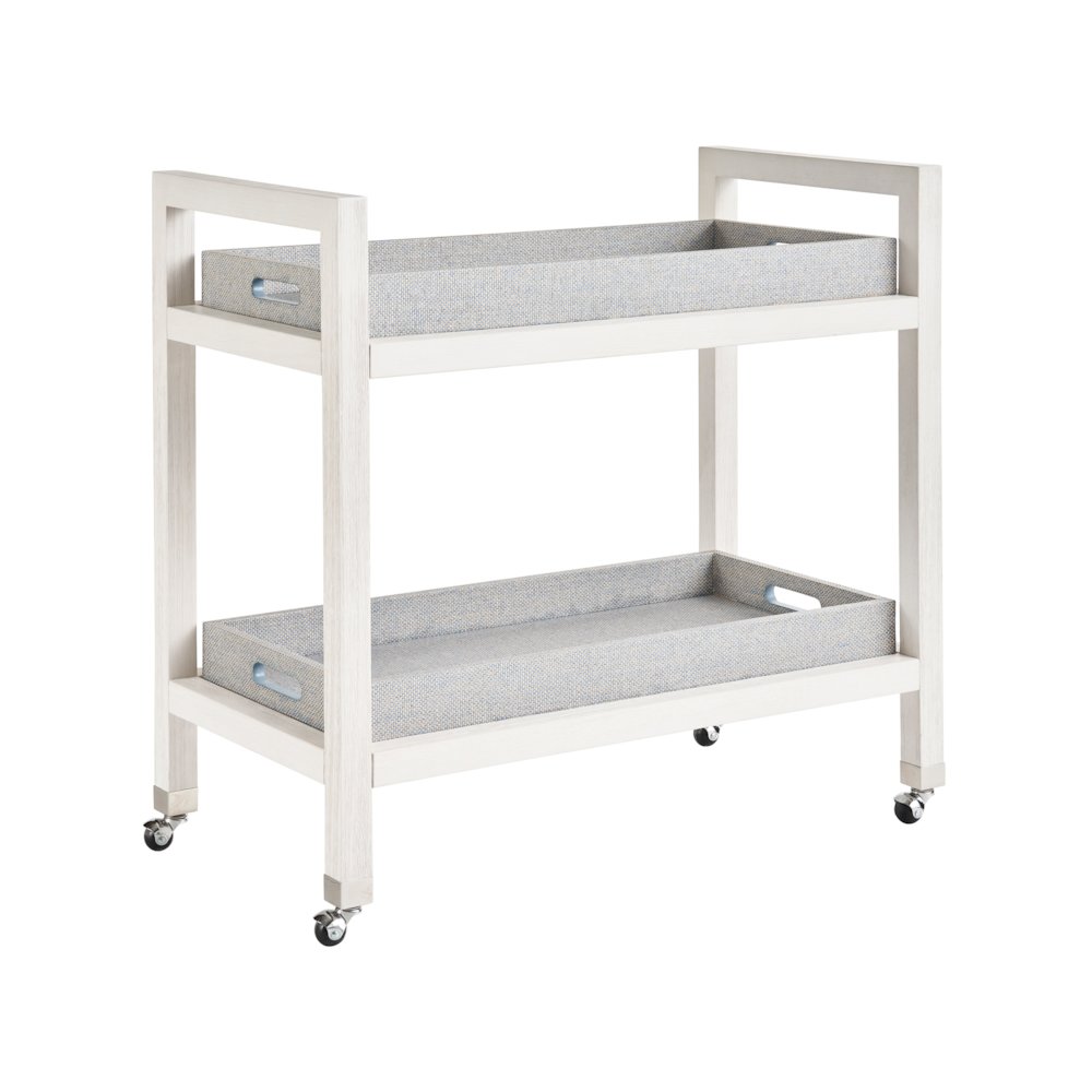 Jupiter Bar Cart In White Sand/Blue Seagrass Color. Picture 2