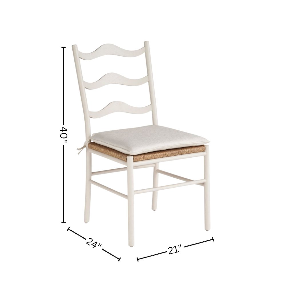 White Wooden Dining Chairs with Rattan Seat and Linen Upholstery. Picture 6