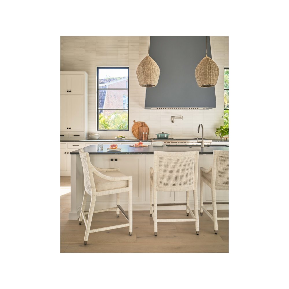 Longboat Counter Chair In White Rattan Color. Picture 4