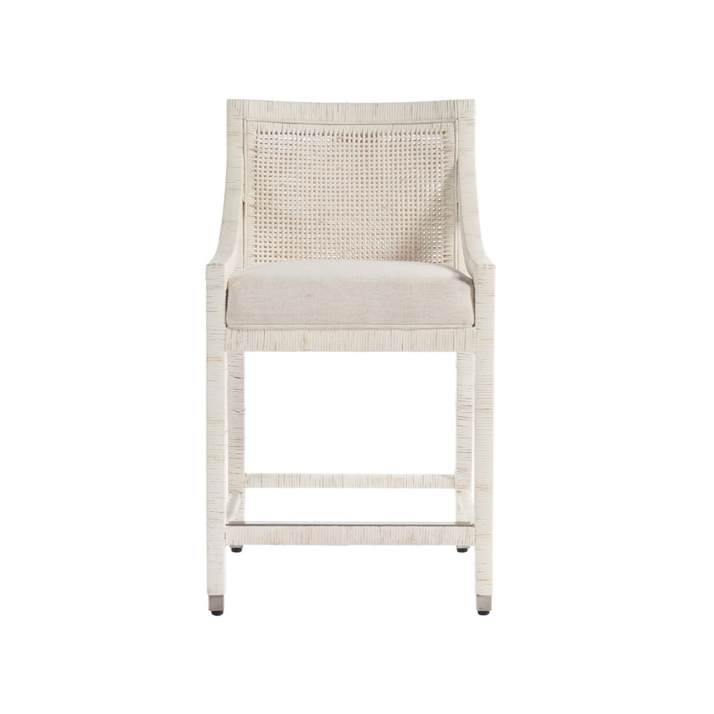 Longboat Counter Chair In White Rattan Color. Picture 1