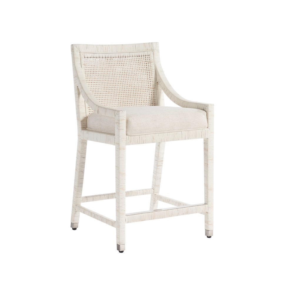 Longboat Counter Chair In White Rattan Color. Picture 2