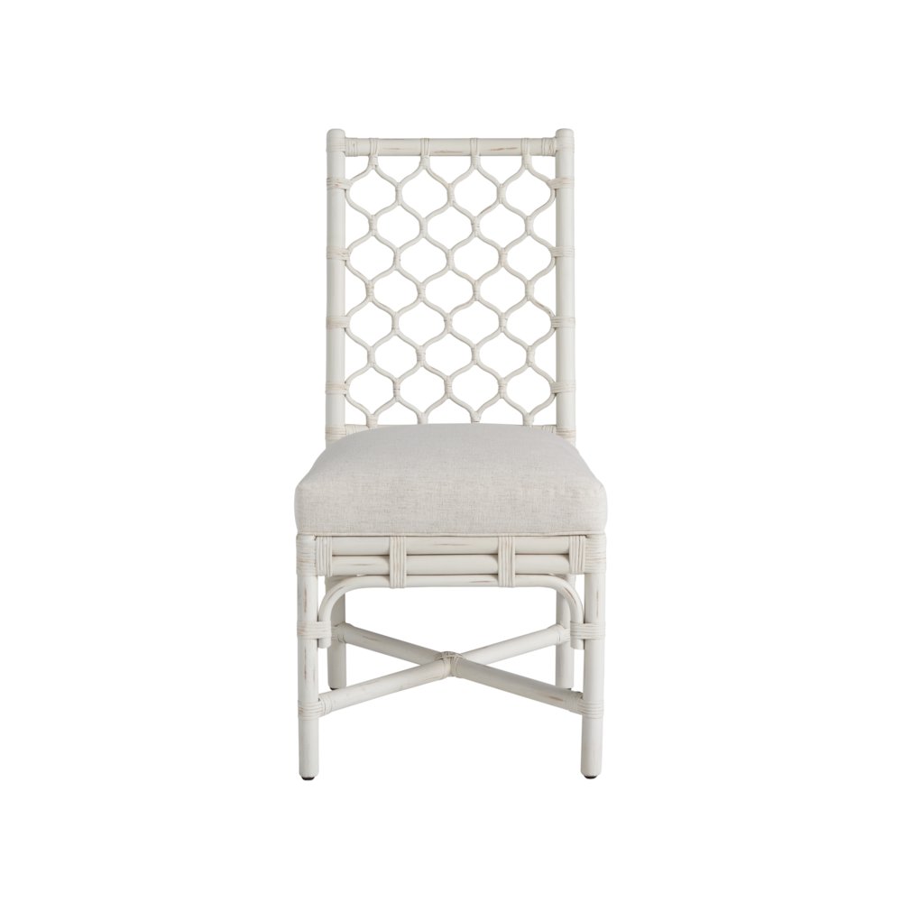Marco Side Chair Pair In White Rattan Color. Picture 1