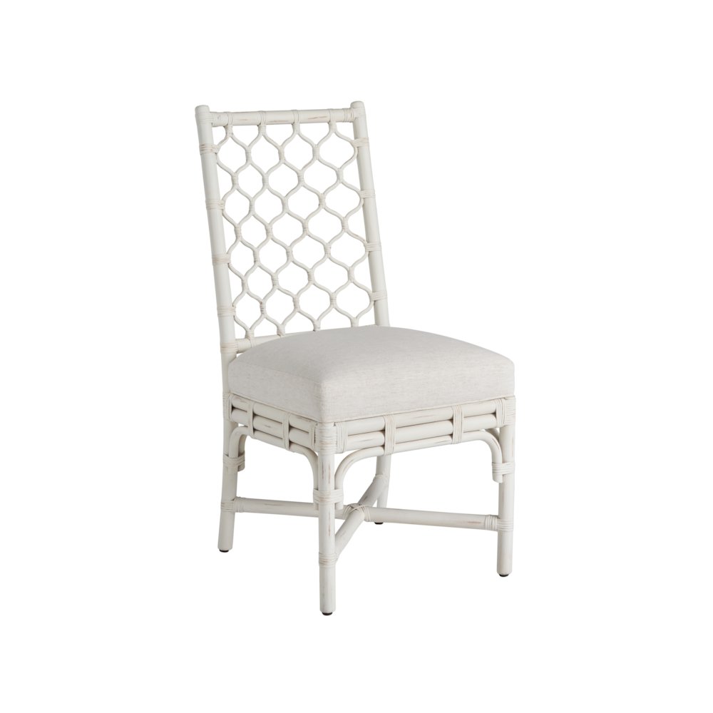 Marco Side Chair Pair In White Rattan Color. Picture 2