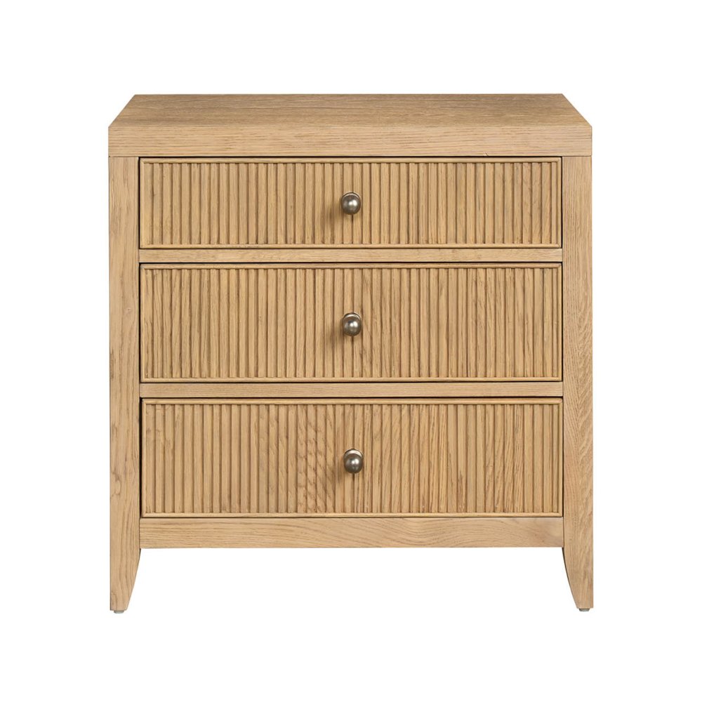 Carmen Three Drawer Nightstand in Skylark Color. Picture 1