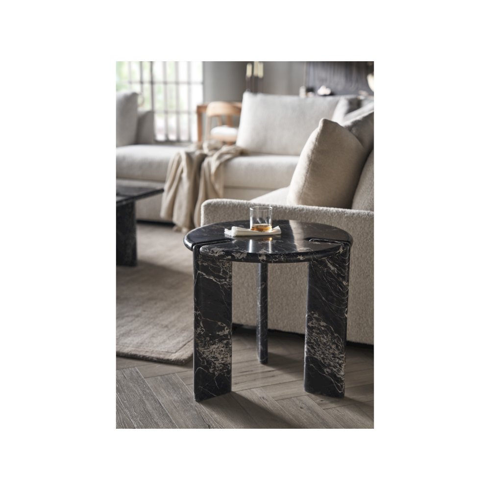 Magnus End Table In Golden Portoro Marble Color. Picture 4