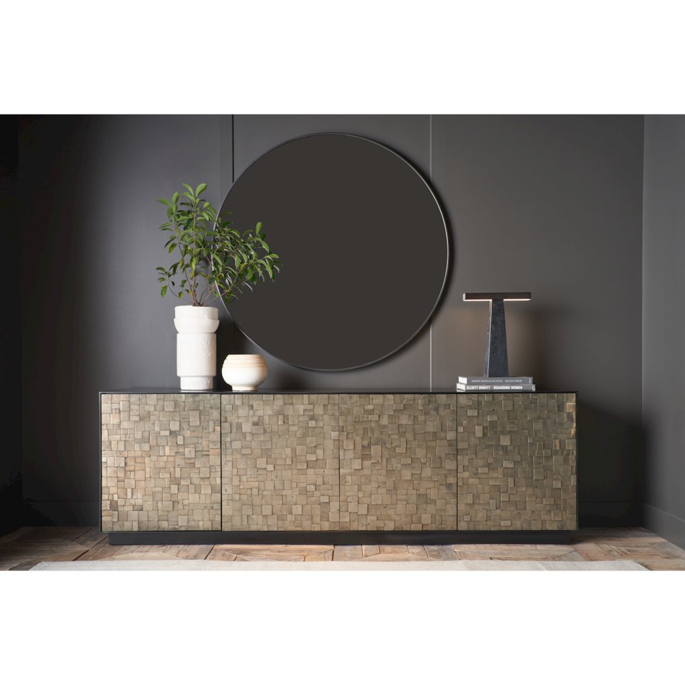 Orion Mirror  In White Satin Bronze Color. Picture 3