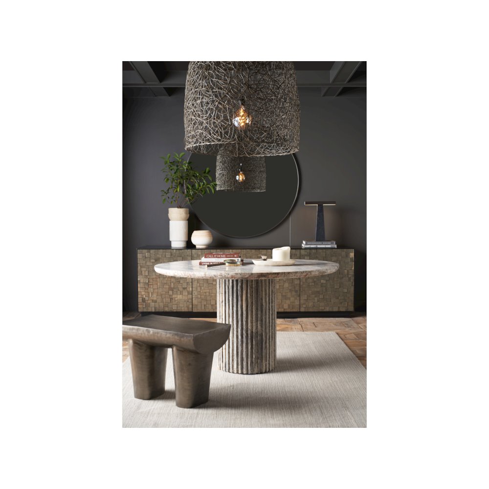 Meadow Dining Table In White Travertine Color. Picture 4