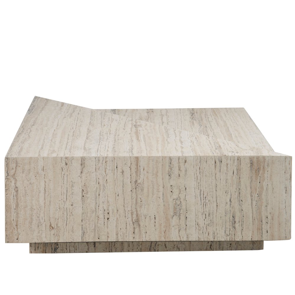 Daxton Cocktail Table In White Travertine Color. Picture 3
