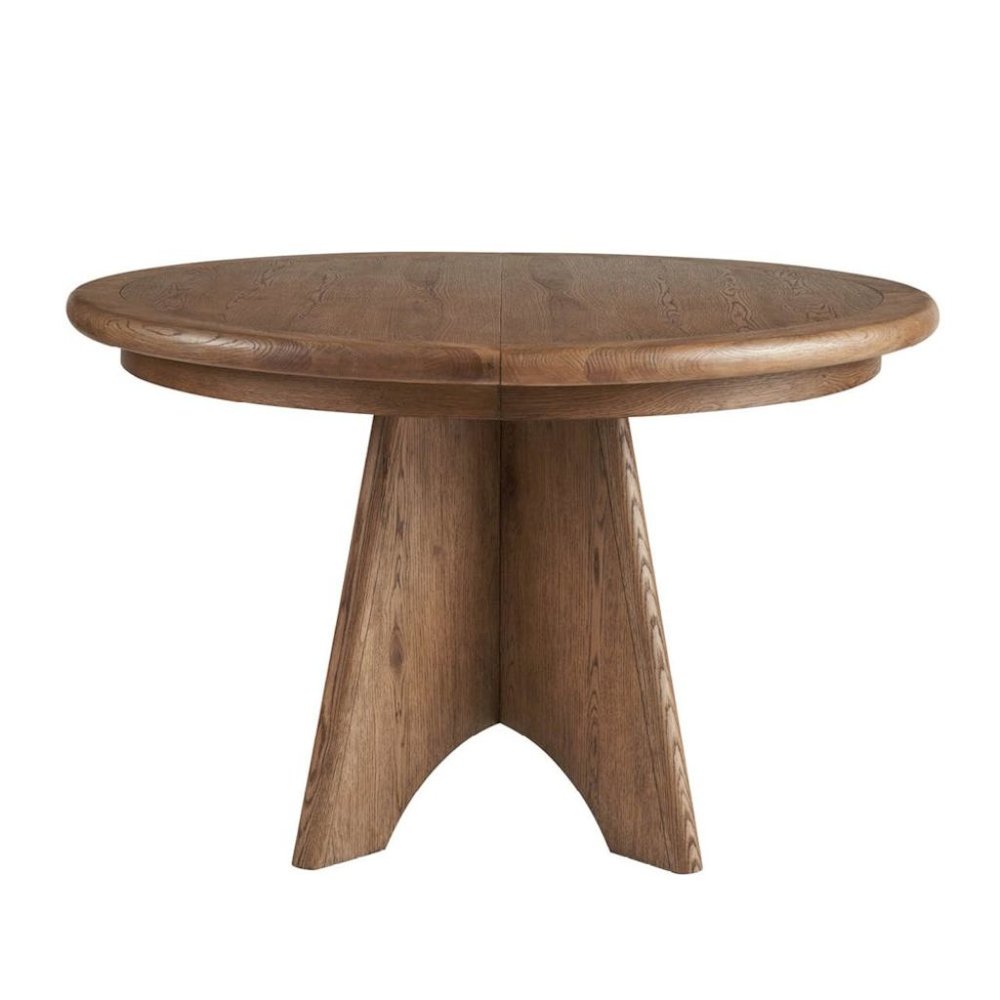 Round Oak Extendable Dining Table with 16" Leaf and Premium Solid Oak. Picture 1