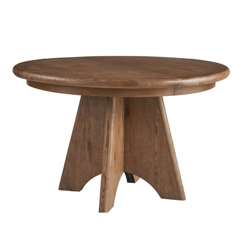 Round Oak Extendable Dining Table with 16" Leaf and Premium Solid Oak. Picture 4