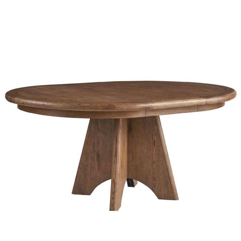 Round Oak Extendable Dining Table with 16" Leaf and Premium Solid Oak. Picture 5