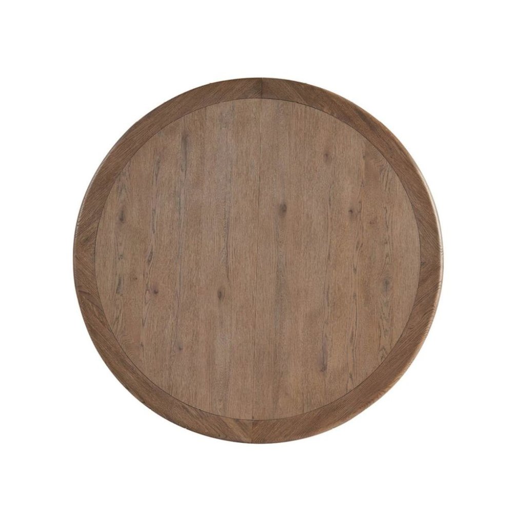 Round Oak Extendable Dining Table with 16" Leaf and Premium Solid Oak. Picture 6