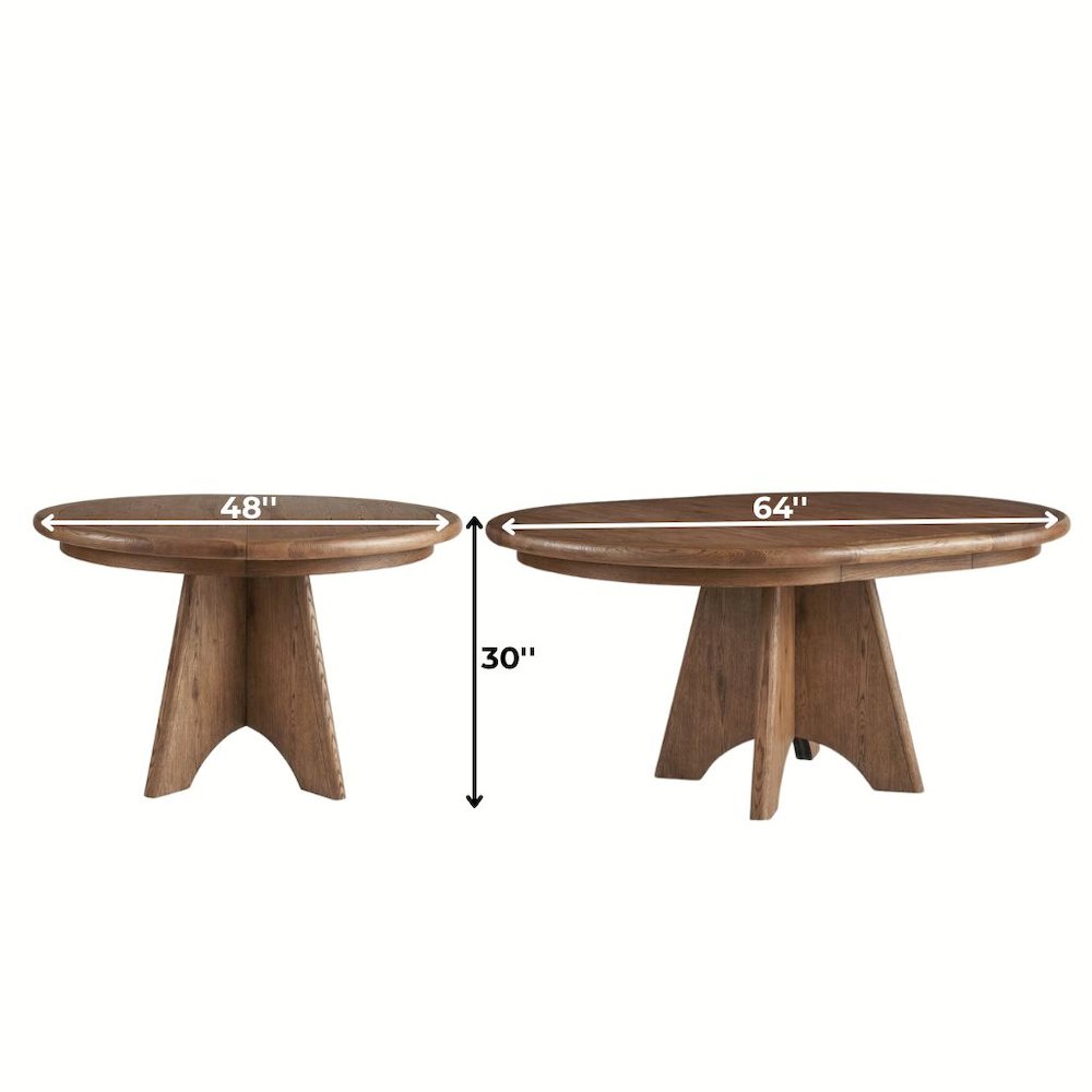 Round Oak Extendable Dining Table with 16" Leaf and Premium Solid Oak. Picture 7