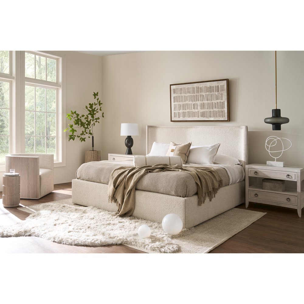 Owen Storage Bed Queen in White Oak Color. Picture 4