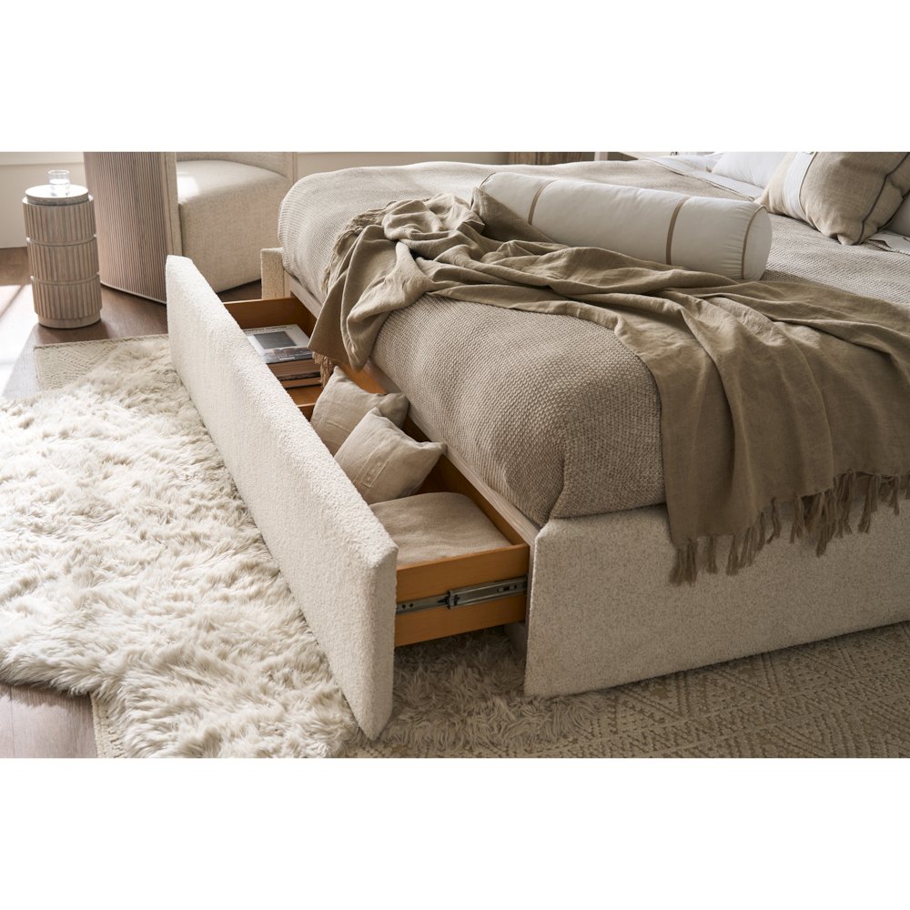 Owen Storage Bed Queen in White Oak Color. Picture 5