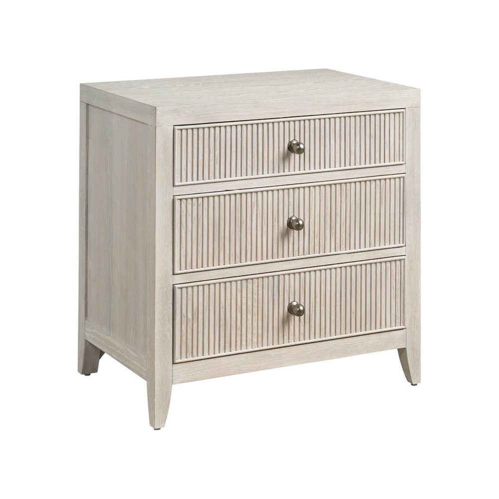 Carmen Three Drawer Nightstand in White Oak Color. Picture 2