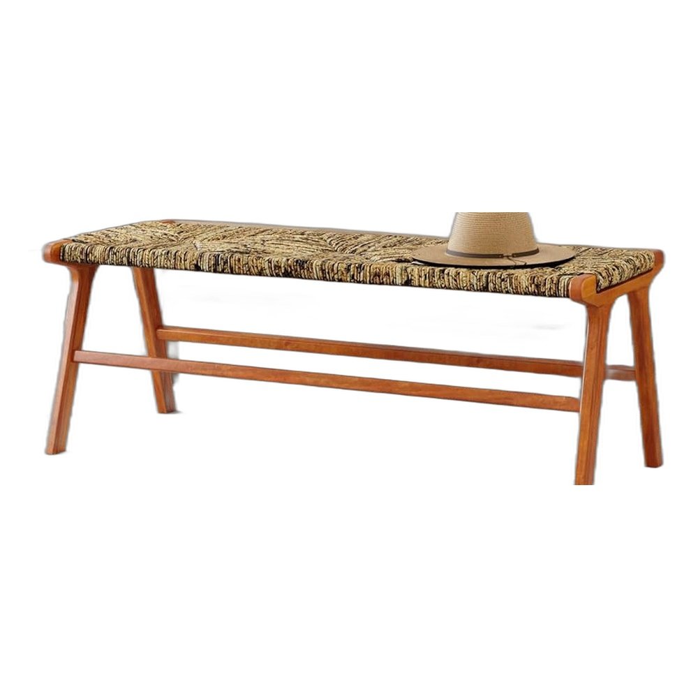 Karson 48" Banana Weave Bench - Caramel - Natural. Picture 2