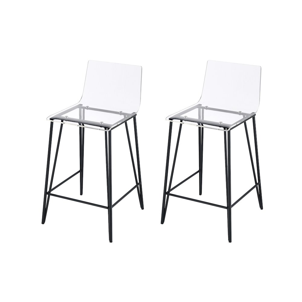 Clear Lucite Acrylic Tall Transparent Bar Stool Set of 2. Picture 1