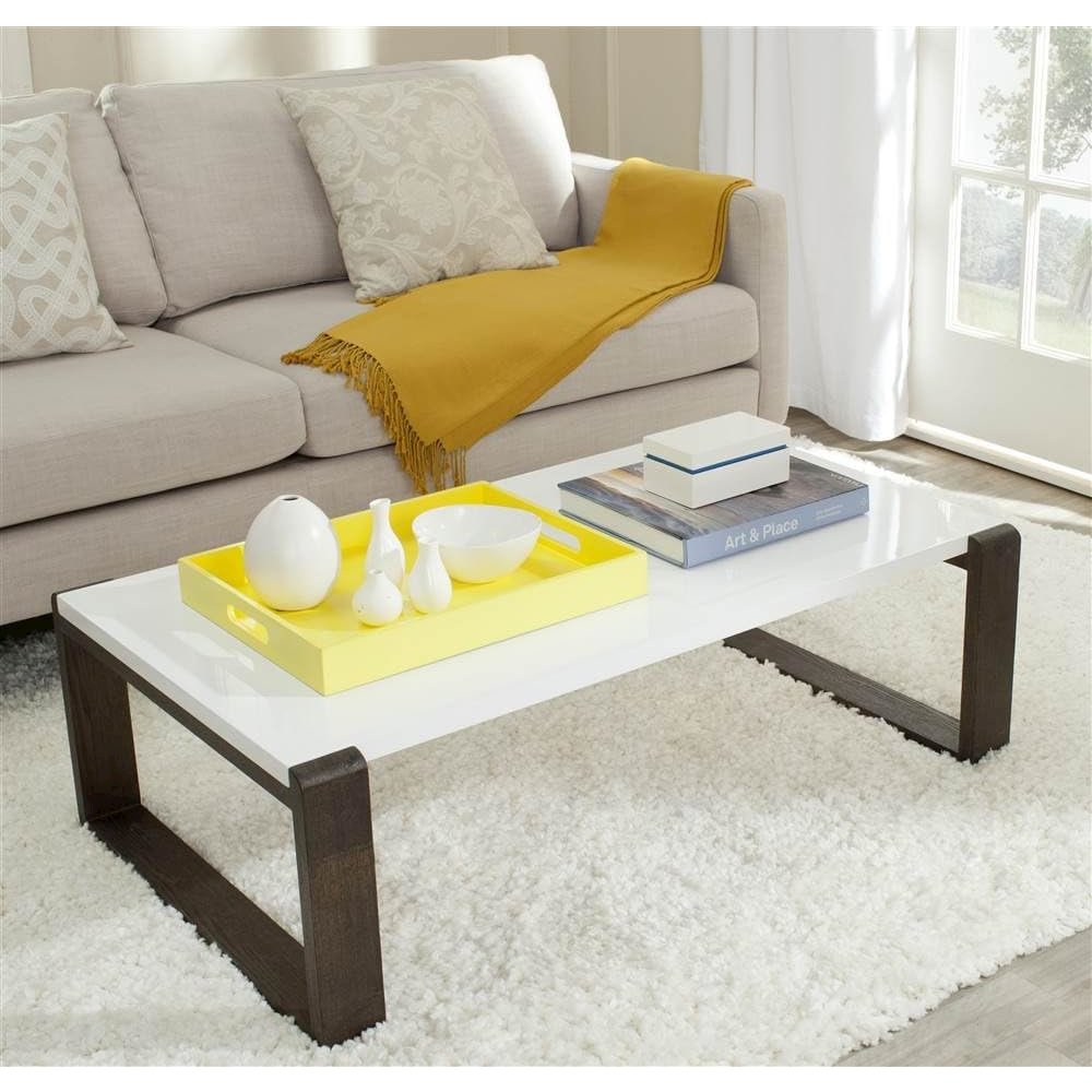 Home Collection Bartholomew Mid-Century Modern White and Dark Brown Coffee Table. Picture 3