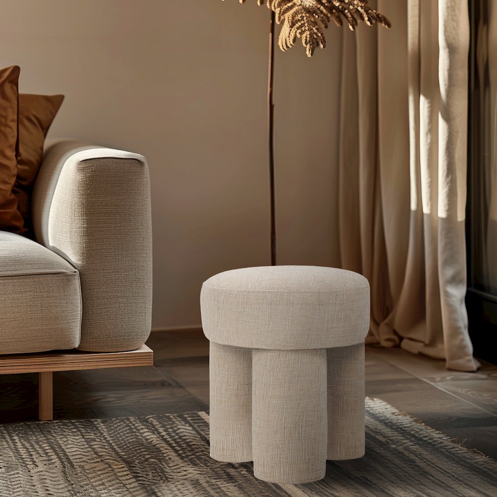Larson Beige Polyester Fabric Ottoman/Stool. Picture 2