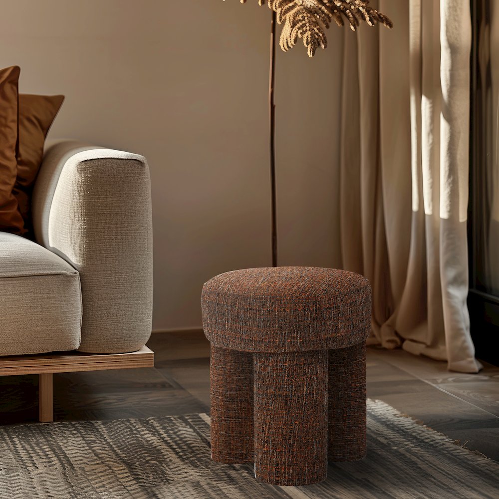 Larson Cognac Polyester Fabric Ottoman/Stool. Picture 2