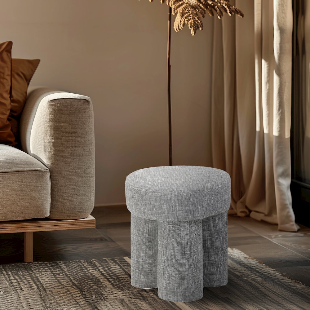 Larson Grey Polyester Fabric Ottoman/Stool. Picture 2