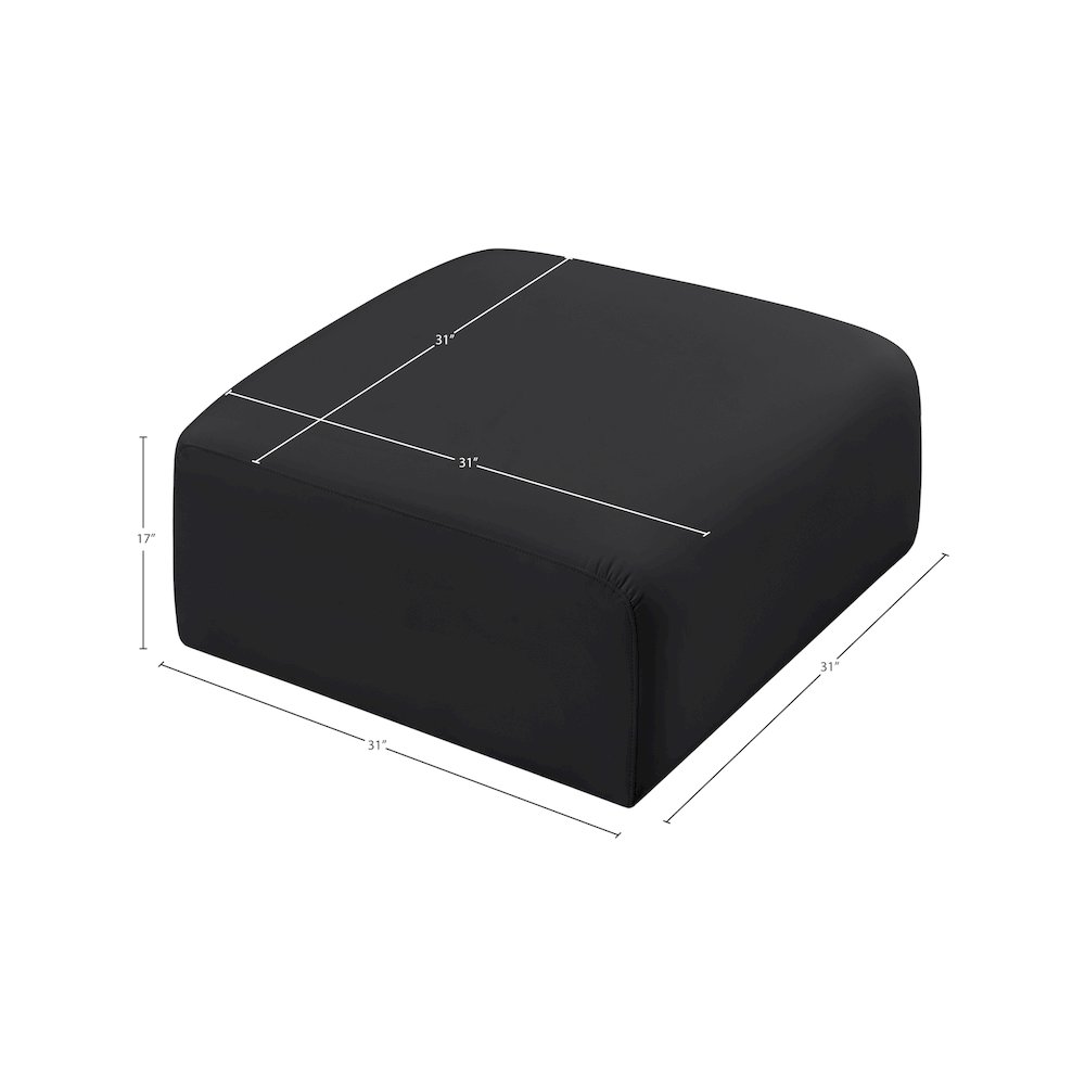 Arc Black Vegan Leather Ottoman. Picture 6