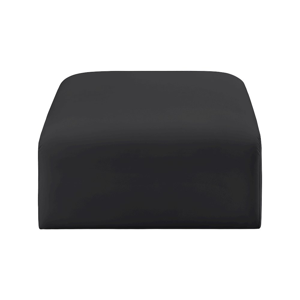 Arc Black Vegan Leather Ottoman. Picture 3
