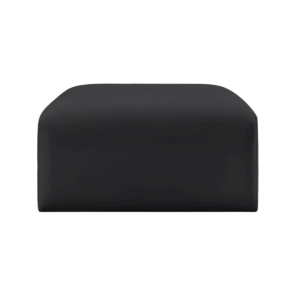 Arc Black Vegan Leather Ottoman. Picture 4